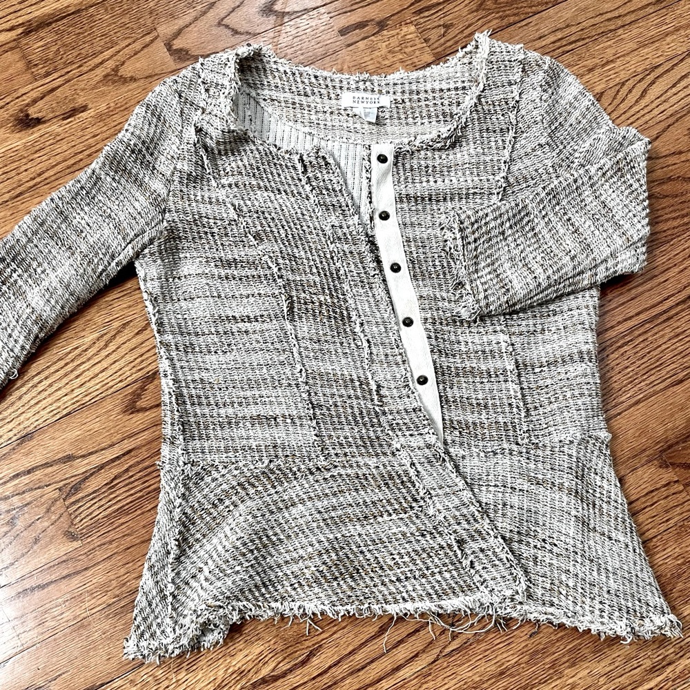 Barney’s New York 3/4 length sleeve button tweed jacket